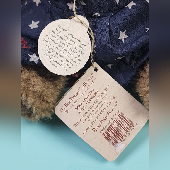 RARE Boyds Bears Bess Bearman 8” “Libearty” Stars Patriotic Plush with Tags - Picture 10 of 11